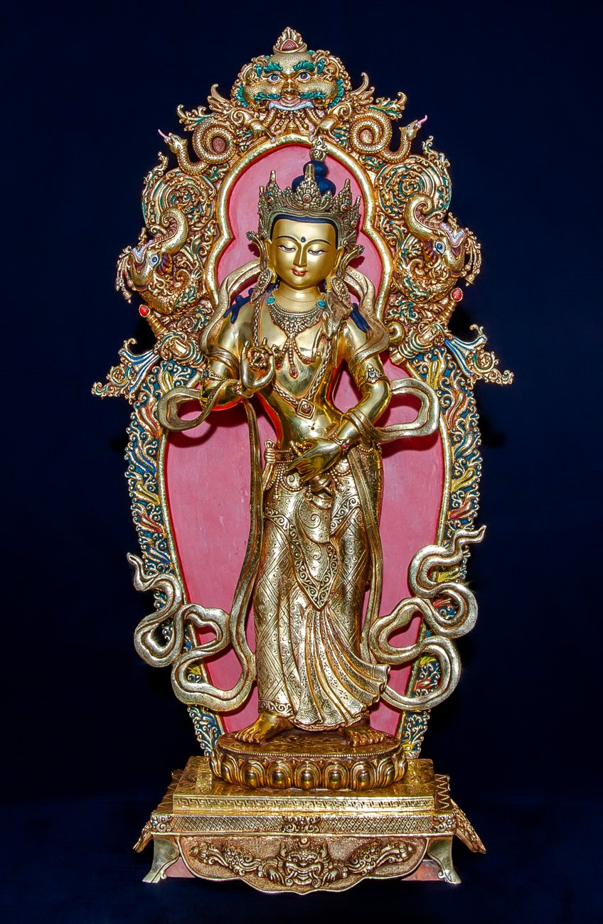 Golden Standing Chenrezig Statue - 13