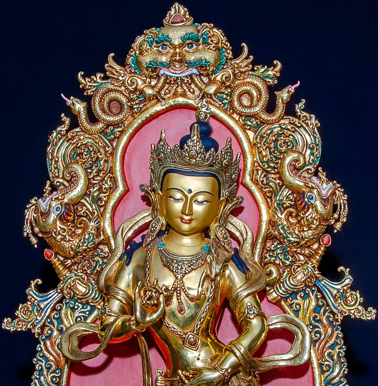 Golden Standing Chenrezig Statue - 13