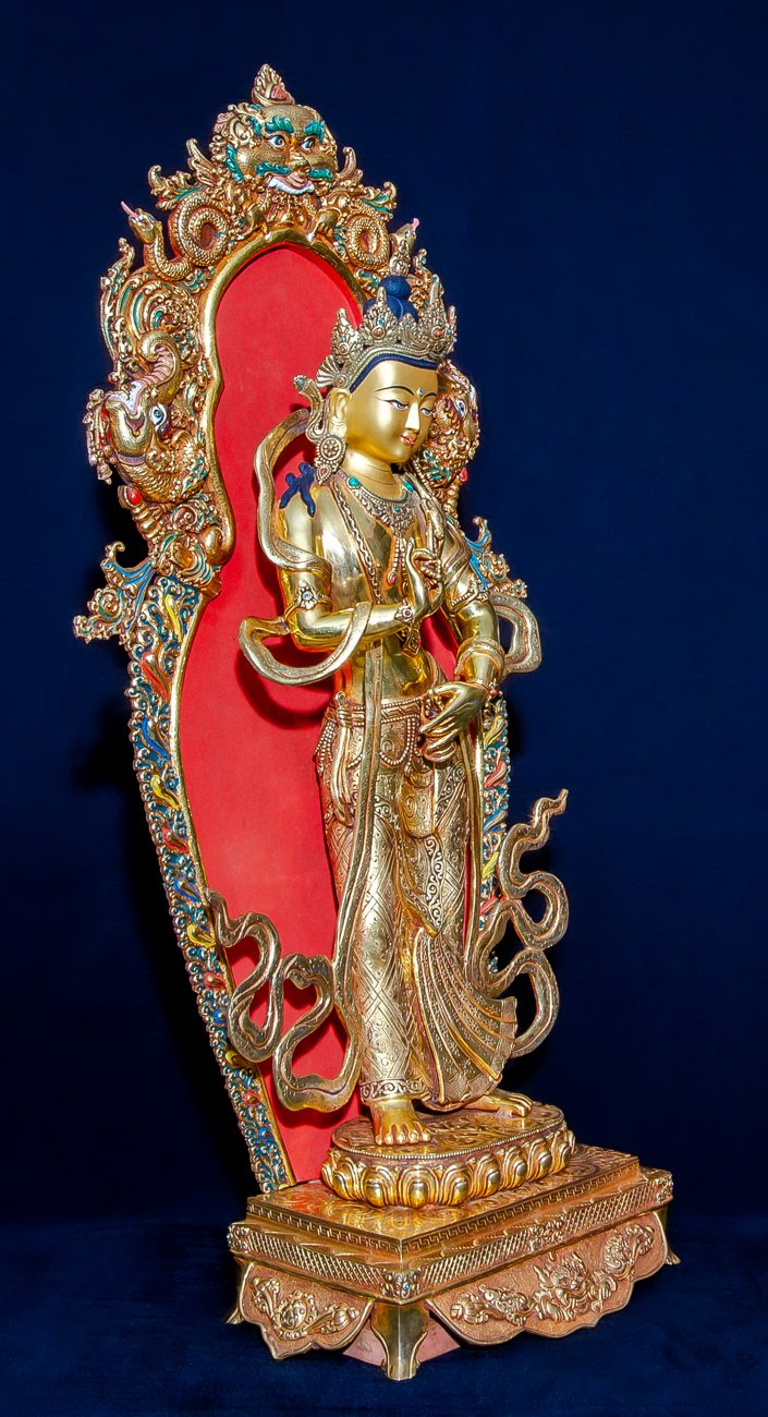 Golden Standing Chenrezig Statue - 13