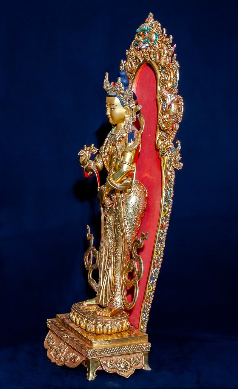 Golden Standing Chenrezig Statue - 13